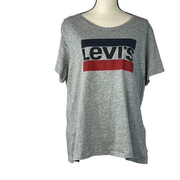 Levi’s 1X-Large T-Shirt Top Crew Neck Short Sleeve Stretch Gray Heathered Logo - Picture 1 of 7